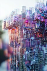Poster - Abstract Big Data Visualization in Conceptual Artwork with Colorful Patterns and Modern Design Elements