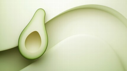 Poster - Fresh avocado sliced in half showcasing its creamy texture and seed on a light background with ample space for text. Generative AI