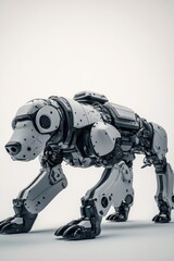 Poster - A sleek robotic dog in a minimalist environment, highlighting cutting-edge technology and futuristic design.