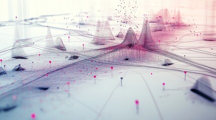 Poster - Data Visualization of Interconnected Nodes in a Conceptual Landscape with Abstract Depth and Complexity