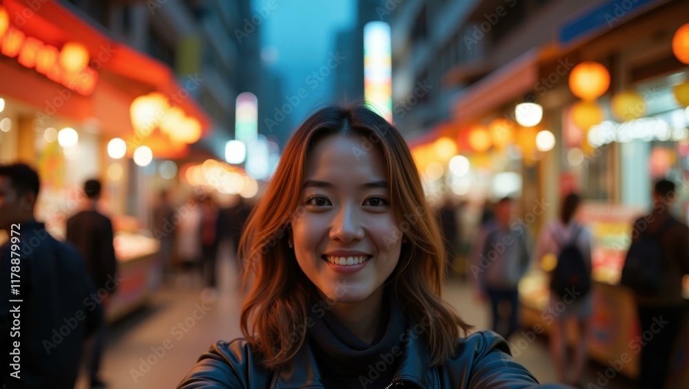 Lively night market streets in hong kong forming bustling background ...