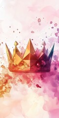 Poster - a colorful crown with a splash of paint on it. the crown is made of gold and has a diamond shape