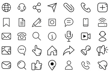 Poster - Contact icon, Web icon, Electronic commerce flat web icon set. Collection of Connect Icons. Computer app icons set. Education concept icons set. Technologies, digital marketing, vector illustration. 