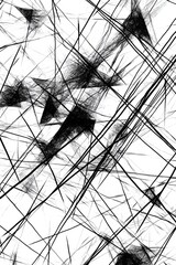 Poster - Dynamic abstract art featuring intersecting black lines and geometric shapes on a white background, perfect for modern design projects.