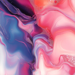 Poster - Abstract illustration with colorful undulating and swirling streams of pink, red and blue hues. Abstract psychedelic background