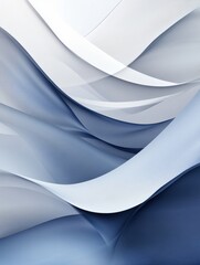 Poster - Flowing abstract waves in calming shades of blue and white create a serene visual experience. Generative AI