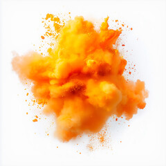 Aufkleber - Bright orange and yellow cloud resembling a flash of color or smoke. Dynamic composition. White background emphasizes the saturation of the colors