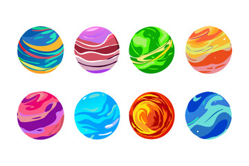 Wall Mural - modern vector illustrations of colorful planet icons with bold and stylish designs.