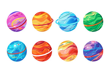 Wall Mural - set of colorful alien planets
