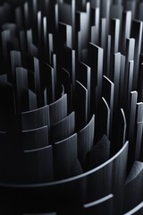 Poster - Close-up of abstract metallic structures creating a geometric pattern with striking light and shadow contrasts.