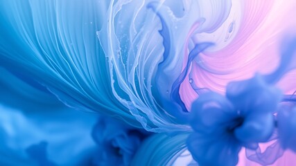 Wall Mural - abstract swirling pastel blue and pink fabric texture with soft folds and flowing shapes, ideal for 