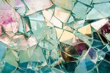 Poster - A vibrant abstract image of shattered glass with colorful reflections and geometric patterns, perfect for creative design projects.