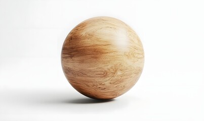 Wall Mural - Perfectly smooth wooden sphere on white background.