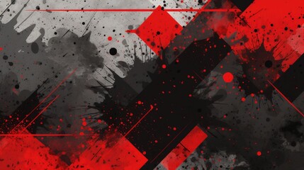 Poster - Abstract Red and Black Grunge Background with Halftone Patterns and Artistic Texture, Perfect for Modern Designs and Creative Projects
