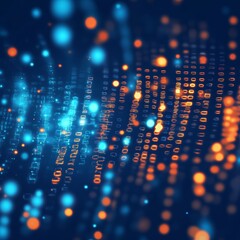 Poster - Explore a captivating abstract flow background featuring vibrant blue and orange colors, symbolizing technology and data streams. Perfect for digital themes or tech presentations.