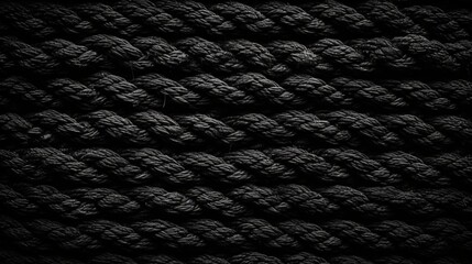 Poster - Elegant Black Hemp Rope Texture Background Ideal for Crafting and Artistic Projects Featuring Haircloth Wale Detail in High Resolution