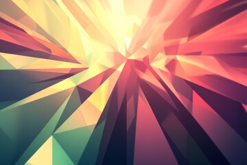 Wall Mural - A colorful abstract image with a lot of triangles and squares. The colors are bright and the shapes are jagged. The image has a sense of movement and energy