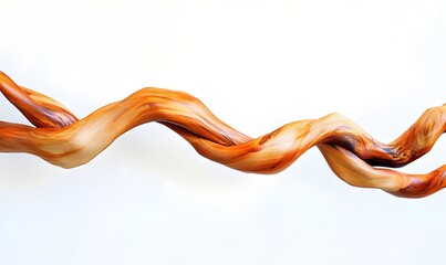 Wall Mural - Twisted, swirling, orange-brown wood branches on white background.