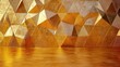 © easedesign - Geometric gold wall with intricate triangular patterns and a matching gold floor- ideal for luxurious and modern interior design themes.