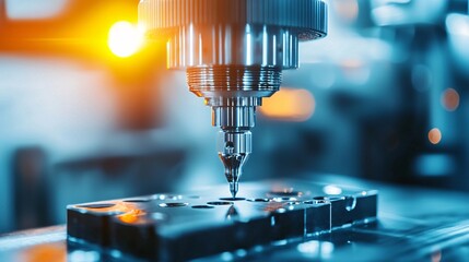 Poster - quality control stamp on an industrial metal part, product approval, manufacturing compliance