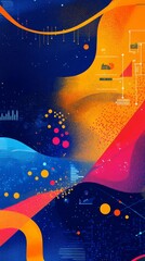 Poster - Vibrant Dynamic Abstract Scene with Bold Colors and Digital Background Elements