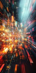 Poster - Abstract Data Visualization with Dynamic Structure and Background in Vibrant Colors and Motion Effects