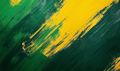 Wall Mural - Abstract Green and Gold Brushstrokes Background Illustration