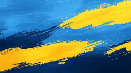 Wall Mural - Abstract Blue and Yellow Brushstrokes Background