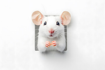 Wall Mural - Cute rat face shot, isolated on white background