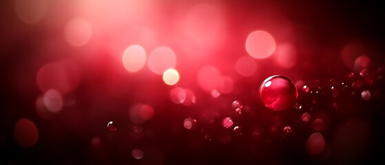 Red bokeh background with shiny spheres.
