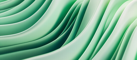 Poster - Modern green gradient abstract curved layered lines background 3d rendering