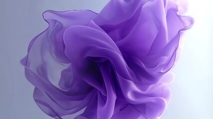 Aufkleber - Abstract 3D animation with soft, wavy shapes of flying fabric in shades of purple and lavender. A modern design with a light and airy feel