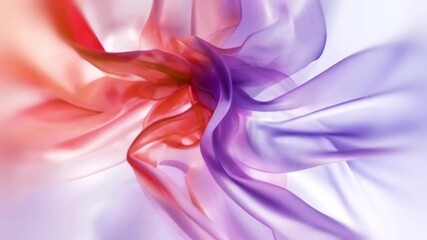 Aufkleber - The translucent fabric in the animation moves in graceful curves, creating a swirling and weightless effect. Delicate orange, purple and white gradients shimmer and soft light adds volume
