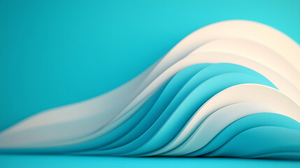 Aufkleber - A modern wave-like abstract design in soft blue and white tones, creating a serene and fluid visual effect.