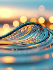 Aufkleber - A fluid, colorful wave with shimmering lights creates a captivating abstract scene, blending vibrancy and motion.