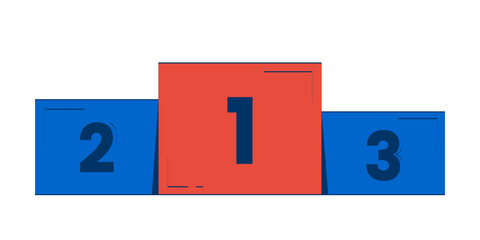 Poster - Podium finish for competition winners 2D doodle object. Number of top three results performance stand cartoon element flat vector clipart isolated on white background. Hand drawn illustration