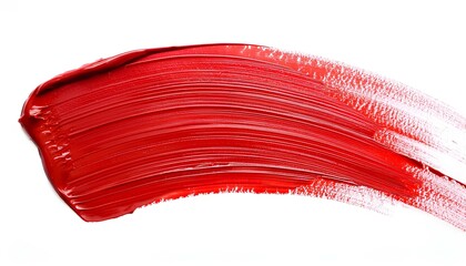 Poster - Hand painted stroke of red paint brush isolated on white background
