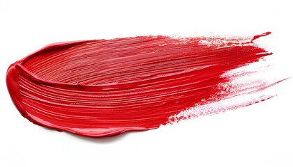 Poster - Hand painted stroke of red paint brush isolated on white background