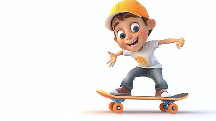 Poster - A cartoon boy on a skateboard.