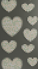 Poster - 3d rendering of several hearts formed from a variety of elements with a symbol of love - a heart. Vertically oriented Valentine's day illustration.