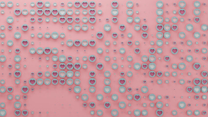 Poster - 3d rendering of multiple hearts on a pink background. 3d illustration for Valentine's Day. The idea of love, harmony and happiness. Abstract background.