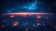 © Bussakon - Futuristic City Skyline with Glowing Communication Satellites Orbiting the Earth Representing the Interconnected Global World Powered by Technology