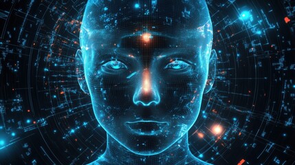 Poster - High tech futuristic technology abstract technology particle mesh style background