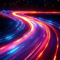 Wall Mural - background of light streaks in motion, creating a vibrant trail effect.