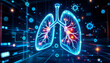 © Zhanna Chychkova - Interactive holographic illustration of lungs with infection areas and molecular symbols