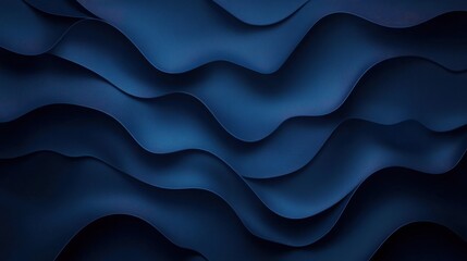 Poster - Wallpaper Abstract dark blue background with wavy pattern forming elegant texture