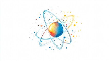 Wall Mural - Atomic Structure: A Colorful Depiction of Science and Energy