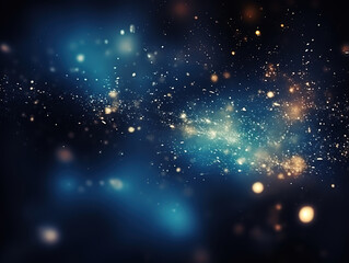 Wall Mural - Superb Dark Blue Background with Bokeh Lights and Glowing Dots A Dreamy Abstract Scene