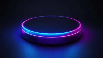 Poster - digital blue and purple tech circle on dark background. science, futuristic digital technologies con