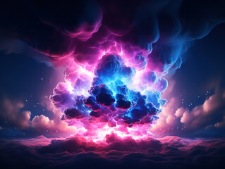 Wall Mural - Superb Behold the mesmerizing spectacle of an abstract cloud illuminated by a neon light ring